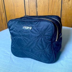 kate spade black cosmetic bag zippered